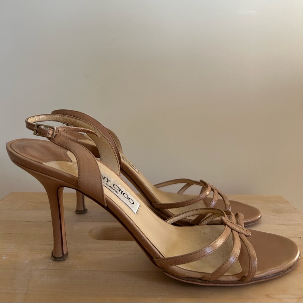 Jimmy Choo Tan Strappy Slingback Heeled Sandals - Size IT 40
